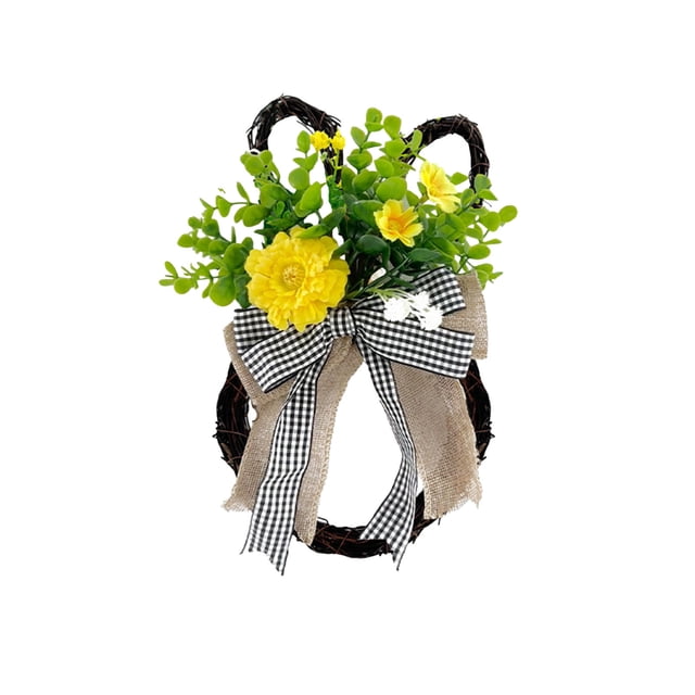 Mlkoz Easter Decor, Easter Bunny Shaped Wreath Suitable For Front Door Hanging Window Display Or General Easter/spring Decoration Features String Egg Bow And Bunny Ear, Easter Decor