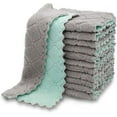 thumbnail image 2 of Nvzi 12 Pack Kitchen Cloth Dish Towels, Premium Dishcloths, Super Absorbent Coral Velvet Dishtowels, Nonstick Oil Washable Fast Drying (Green-Grey), 2 of 5