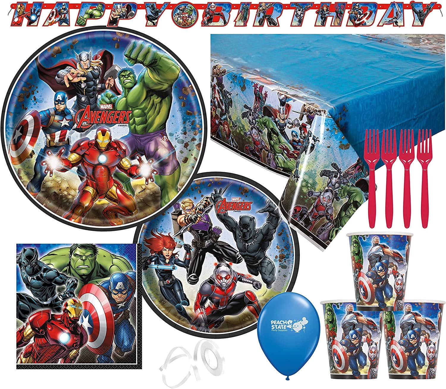 Marvel Avengers Superhero Party Supply Bundle with Plates, Napkins