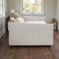 thumbnail image 3 of Tcbosik Full Size Upholstered Daybed with Trundle, Linen Fabric Sofa Bed for Bedroom Guest Room, No Box Spring Needed, Beige, 3 of 11