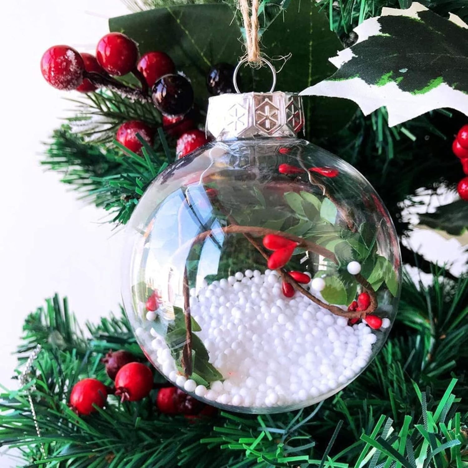 Fillable Ornament Balls,Clear Christmas Decoration Ball,12 Pcs 2.36 in Plastic Ornaments Balls,Sphere Christmas Decor Balls for Xmas Tree Wedding Birthday Home Decor,Christmas Gift