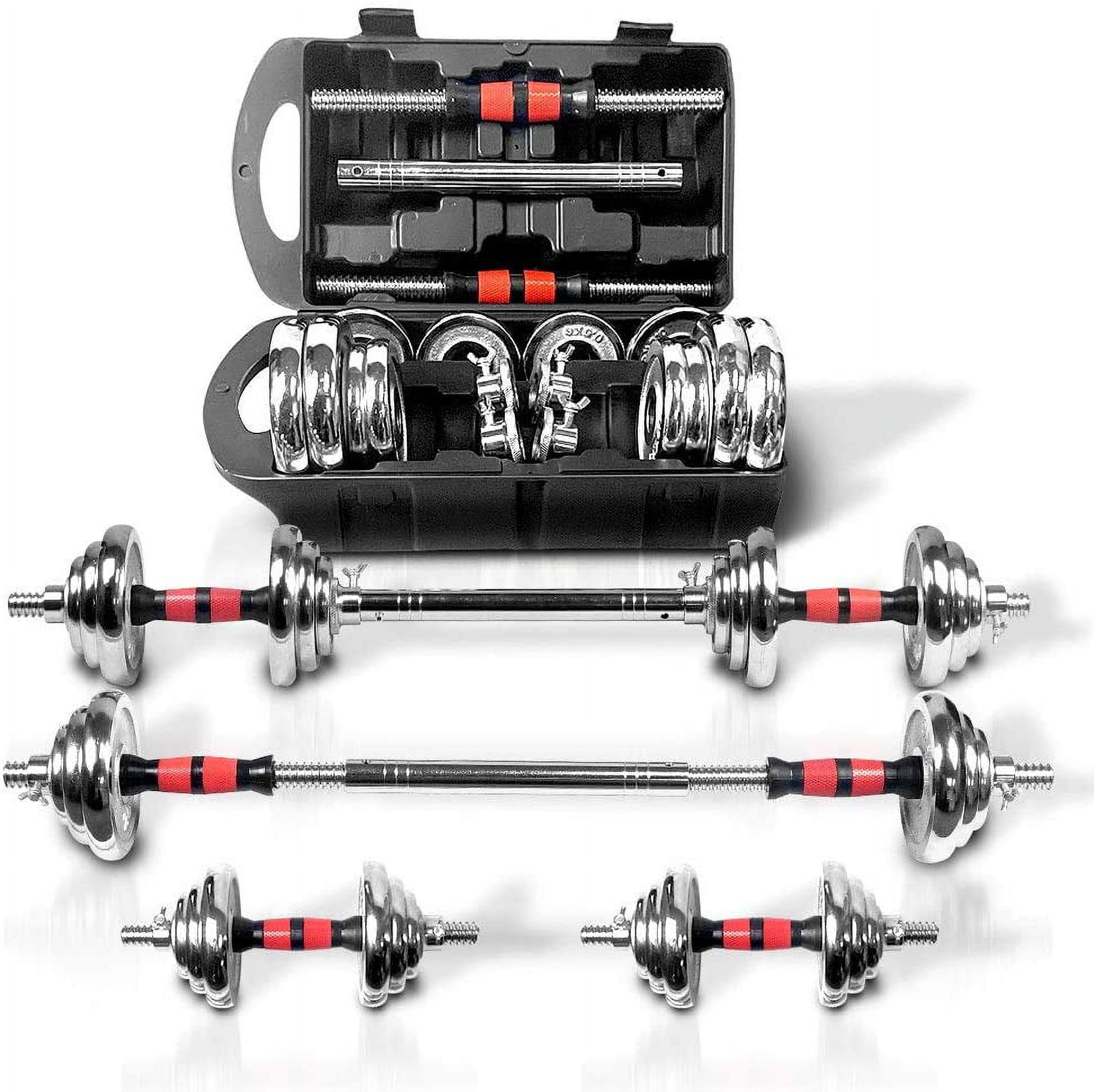 Adjustable Dumbbell Set Home Gym Cast Iron Barbell Sets with Carry Box 44lbs 66lbs 110lbs Office Bedroom Workout Dumbbells for Men and Women