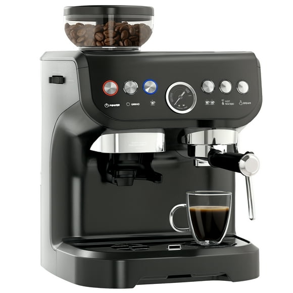 HOMCOM Espresso Machine with Milk Frother, 15 Bar Espresso Maker, Black