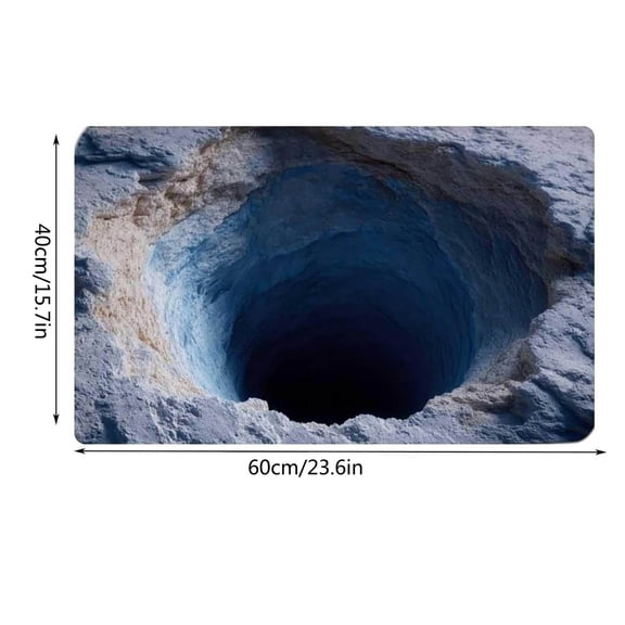 Bottomless Hole 3D Optical Illusion Rug,Interactive Illusion Rug for Fun Pet Reactions,for Dogs & Cats,Non-Slip Visual Trick Floor Décor,for Entrance,Living Room,Playroom & Office,Entry Spaces