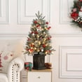 thumbnail image 5 of 3FT Pre-Lit Flocked Christmas Tree with 50 Warm White Lights, Christmas Tree with Premium PVC, Indoor Fake Snow Xmas Tree for Home Office, 5 of 15