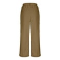 thumbnail image 6 of Ahdbta Cargo Pants for Women Casual High Waisted Drawstring Straight Wide Leg Pants Loose Cotton Twill Hiking Trousers with Pockets, 6 of 8