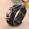 thumbnail image 2 of opvise Men Vintage Braided Faux Leather Stainless Steel Cuff Bangle Bracelet Wristband, 2 of 8