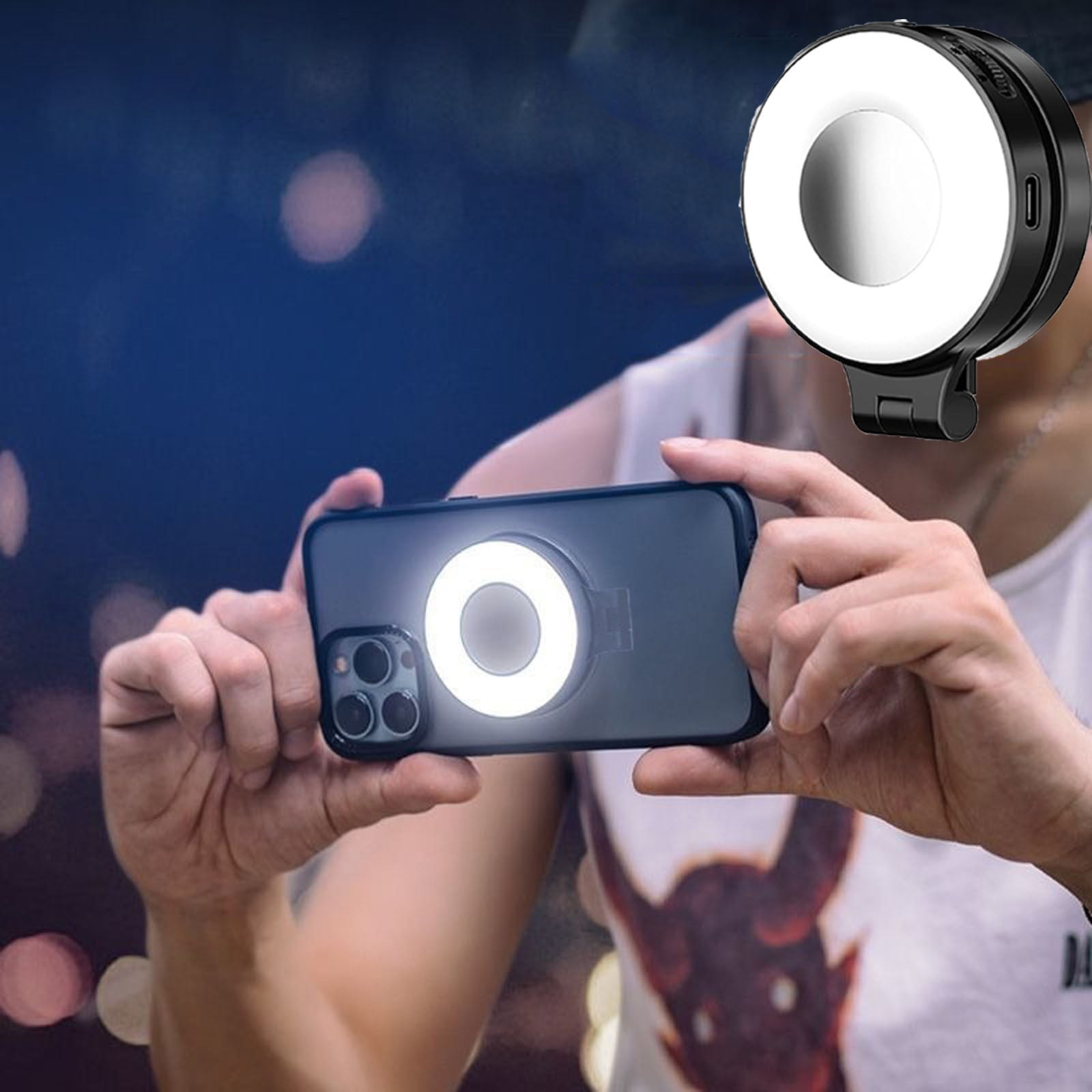 Selfie Light with Foldable Phone Stand 360 Rotation Portable Fill Light for Enhanced Photography and Video Conferencing