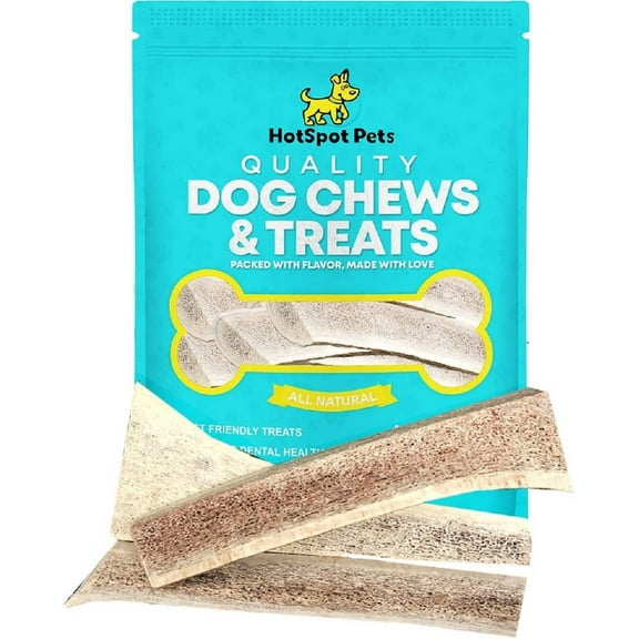 HotSpot Pets Premium Split Elk Antlers for Small Dogs, 4''-5'' Naturally Shed Antler Bone, Made in USA (3 Pack)