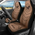 thumbnail image 2 of Xoenoiee Brown Realistic Leather Textrue Horse Print Car Seat Covers Front Seats Only, Universal Fit Most Cars Truck SUV or Van, Soft Car Bucket Seats Cover Protector, 2 of 6