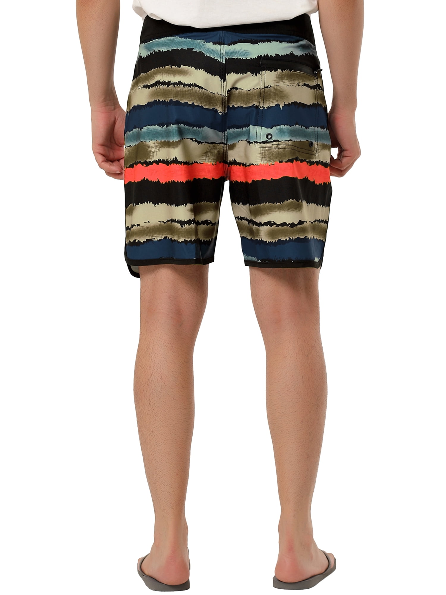 Unique Bargains Men's Summer Casual Drawstring Waist Contrast Color Swimwear Shorts 32 Brown