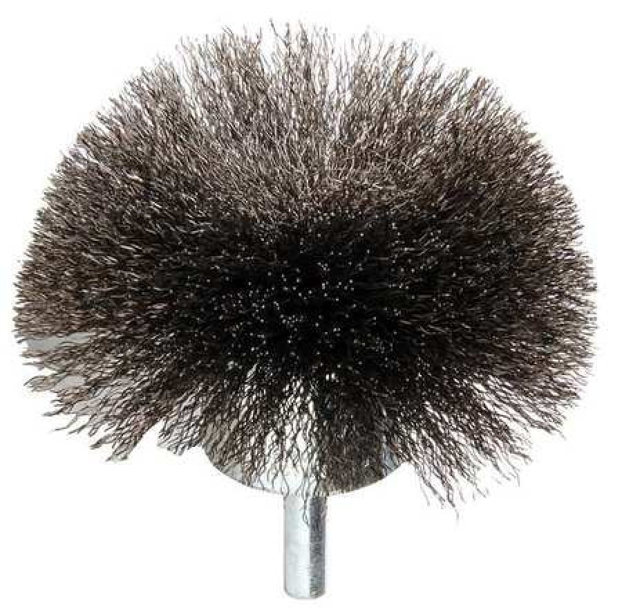 StemMounted Circular Flared End Brushes, Steel, 16,000 rpm, 3" x 0.008