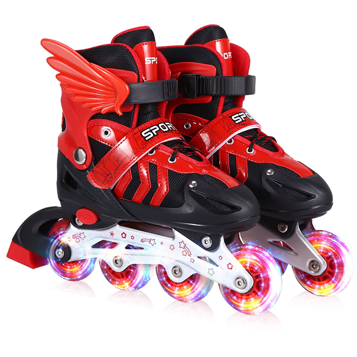 for Kids with Full Light Up Wheels,Childrens Inline Skates for Indoor & Outdoor Skating for Boys,Girls JIFAR Adjustable Inline Skates Beginners,Medium & Small Includs Free 2 Wheels & Bag 
