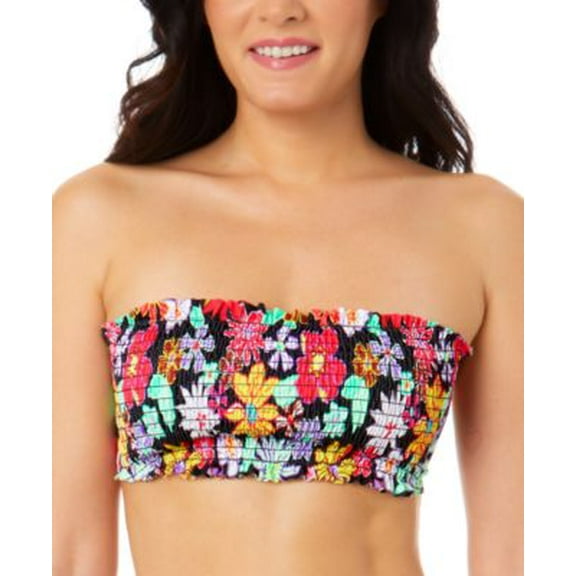 Salt Cove Juniors' Penny Lane Smocked Bandeau Bikini Top Swimwear Size XS