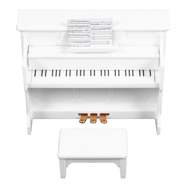 1 set de piano en miniatura con puntaje de música de taburetes mini instrumento modelo de muñeca decoración de la casa de muñecas