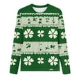 thumbnail image 4 of ClodeEU Womens St. Patrick's Clover Print Irish Pullover ,Long Sleeve Shamrock Round Neck Sweatshirts Green 04,Womens Plus S, 4 of 4