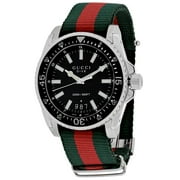 Gucci Dive Black Dial Red and Green Nylon Men's Watch YA136206