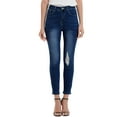 thumbnail image 3 of Women's High Waisted Skinny Ripped Jeans Stretch Distressed jeans for women,Medium Denim, Large, 3 of 5