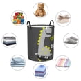 thumbnail image 6 of Bingfone Cute Dinosaur Skate On Grey Background Waterproof Foldable Laundry Hamper Bucket With Handles For Storage Bin,Clothes Hamper (Medium), 6 of 8