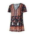 thumbnail image 2 of Franhais Women's Summer Floral Print Tops, Bohemian Short Sleeve V Neck Button Front Loose T-Shirts, 2 of 9