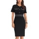thumbnail image 1 of Vestido de tubo de manga corta para mujer Inspire Chic, elegante, con contraste de color, vestido midi para el trabajo, talla XL, negro, 1 of 6