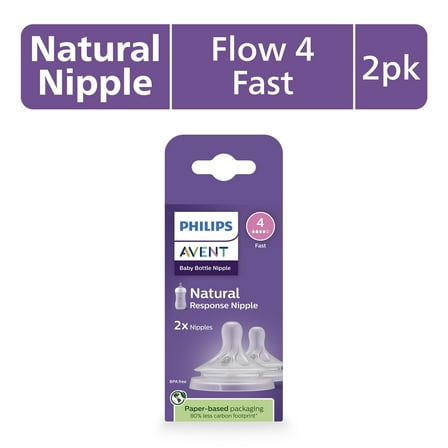 Philips Avent Natural Response Nipples, Fast Flow (Flow 4), 2-Pack, SCY964/02