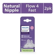 Philips Avent Natural Response Nipples, Fast Flow (Flow 4), 2-Pack, SCY964/02