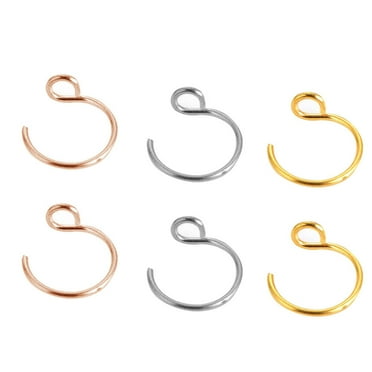 3 Pc Stainless Steel Ear Piercing Tragus Lip Cuff Septum Falso Fake Rose Gold Perforation Nose Ring
