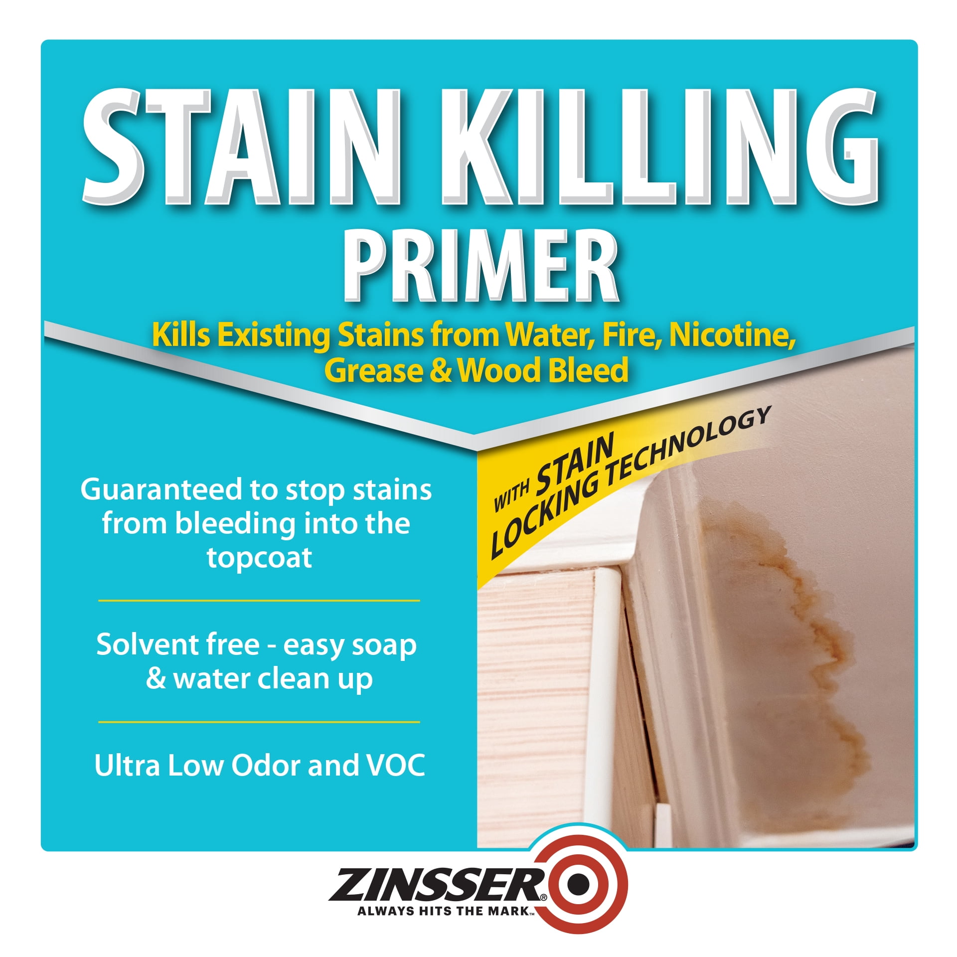 4 Pack, White, Zinsser Stain Killing Flat Primer- Quart