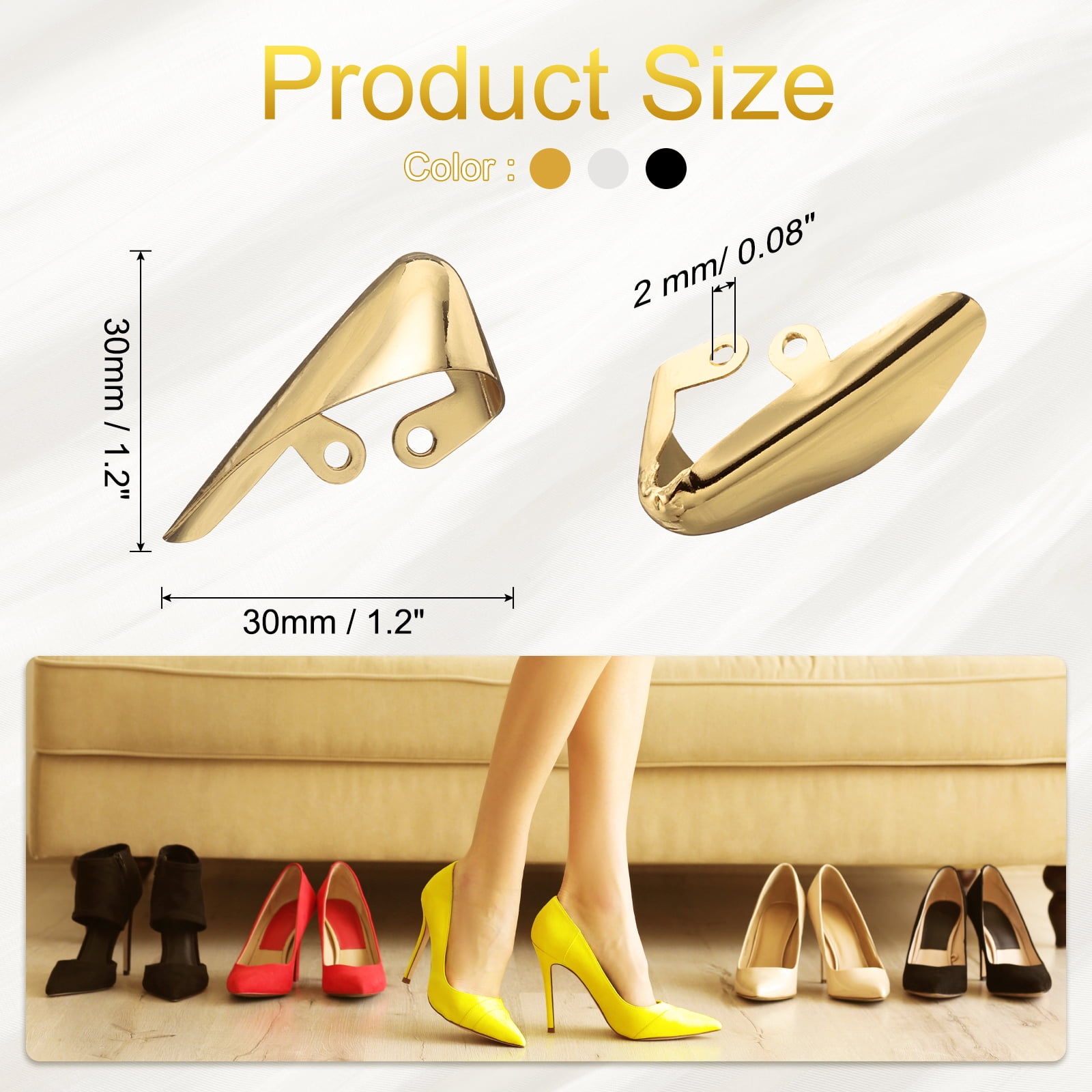 Unique Bargains 6Pcs Metal Pointed Protector High Heel Toe Caps Durable Shoe Tip Cover