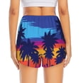 thumbnail image 4 of Uemuo Beach with Palm Trees Pattern Women's Athletic Shorts High Waisted Running Shorts with Liner Pockets Gym Elastic Workout Shorts-Small, 4 of 9
