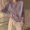 Purple, variant on Womens Pearl Buckle Cardigan, Round Neck Long Sleeve Knit White One Size