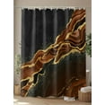 thumbnail image 4 of Shower Curtain Waterproof for Bathroom 72x84 Inch, Brown Abstract Marble Bath Curtain for Bath Stalls and Tub Black Malachite Gold Veins Decorative Shower Curtains with Hooks, 4 of 8