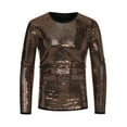 thumbnail image 5 of INSPIRE CHIC Men's T-Shirts Sparkling Sequin Crew Neck Long Sleeve Regular Fit Top L Golden, 5 of 6