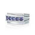 thumbnail image 2 of Men's Sterling Silver Round Simulated Tanzanite CZ Five Stone Men's Wedding Anniversary Ring ( Size 9 to 14 ), 2 of 3
