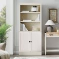 thumbnail image 2 of VAUXHILL & CO. Halston Standard Bookcase with Doors, Adjustable Storage Shelf Unit, Cream, 2 of 12