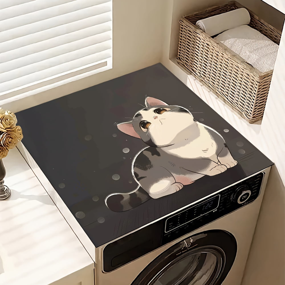 Dish Drying Mat, 20in×24in/24in×24in, Cute Cat Washing Machine Dust Cover Mat, Washstand Drain Mat, Washstand Cup Mat, For Kitchen Countertop, Kitchen Accessories