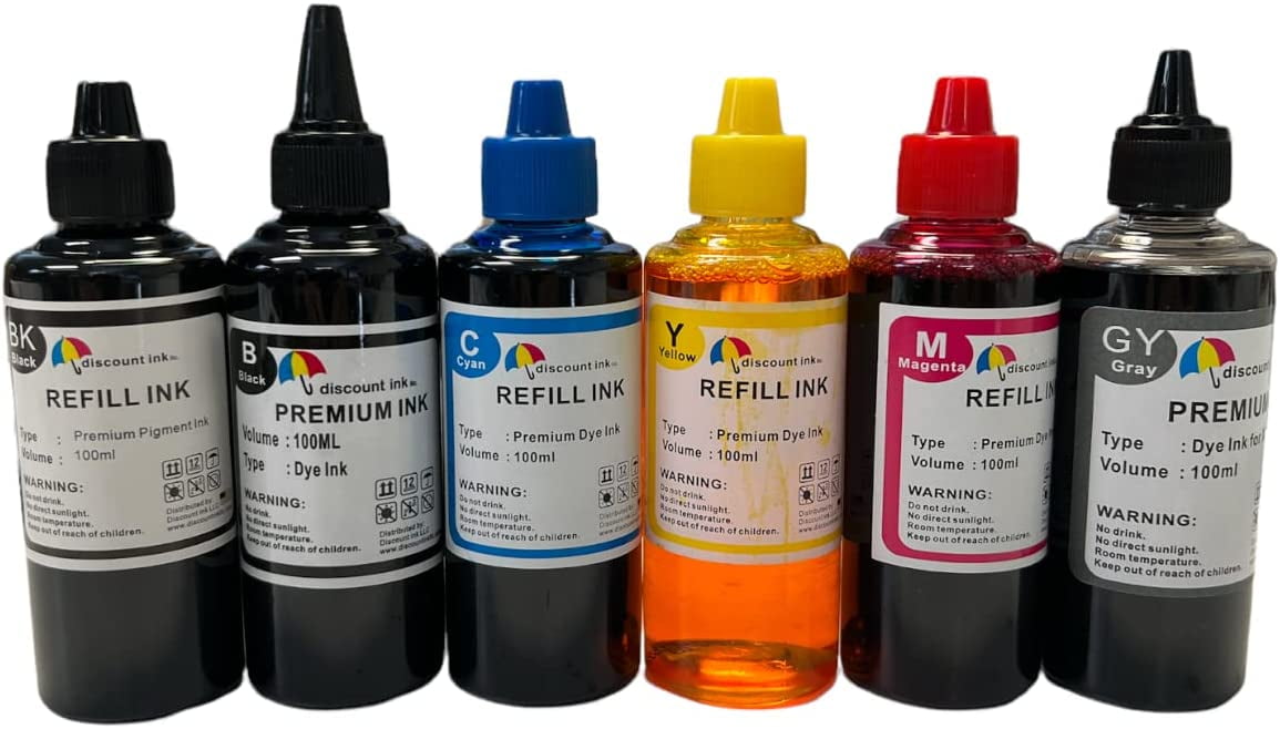 6x100ml Premium CISS Refillable Ink Refill Bottle Compatible with Canon PGI220 CLI221 PGI225
