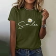 thumbnail image 2 of DondPO Women's T-Shirts Smilee Women's Letter Printed Shirt Short Sleeve Round Neck T Shirt Fashion top Lightweight Soft Casual Summer Clothing Clothes Shirts for Women Womens tops Green L, 2 of 5
