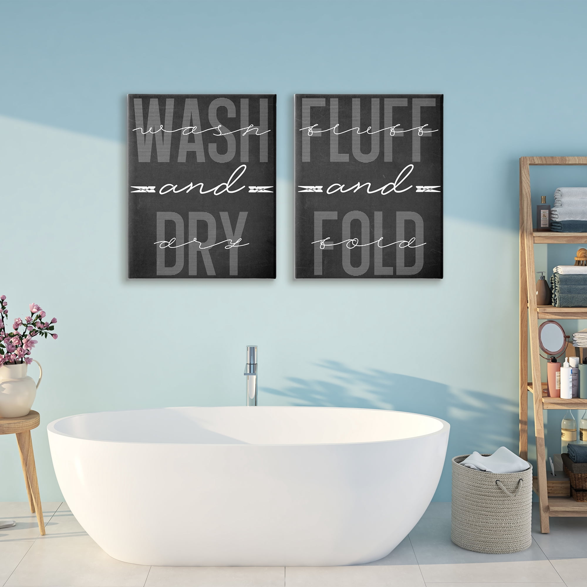 Laundry Words in Black 2 Piece Canvas Wall Art Set, design by Marcus Prime
