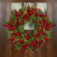thumbnail image 5 of Northlight Cedar, Pine and Red Berries Artificial Christmas Wreath - 28" - Unlit, 5 of 9
