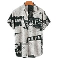 thumbnail image 5 of Camisa retro de manga corta para hombre, periódicos antiguos impresos en 3D, diseño de botones informal y moderno para ropa de calle y hogar, 5 of 5