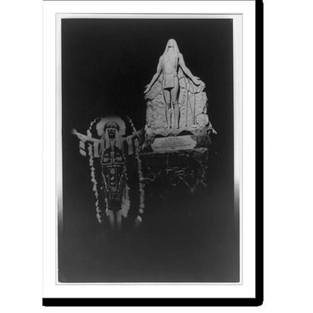 Historic Print, The spirit Indian appeared when the psychic photographer, Robert Chaney, took a picture of the stone Indian, 16" x 20"