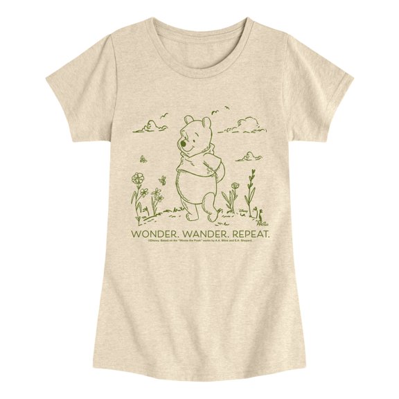Winnie the Pooh - Wonder Wander Repeat - Youth Girls Fitted Short Sleeve T-Shirt