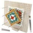 thumbnail image 3 of Wooden Crochet Blocking Board Reusable Handcrafted Knitting Blocking Mat Set with 20 Stainless Steel Pins 5 Large Eye Needle and Stand for Knitting Crochet Needlework, 3 of 11