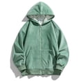 thumbnail image 3 of Gibobby Sudadera con cierre hombre Sudadera de forro polar con capucha para hombre(Verde,G), 3 of 5