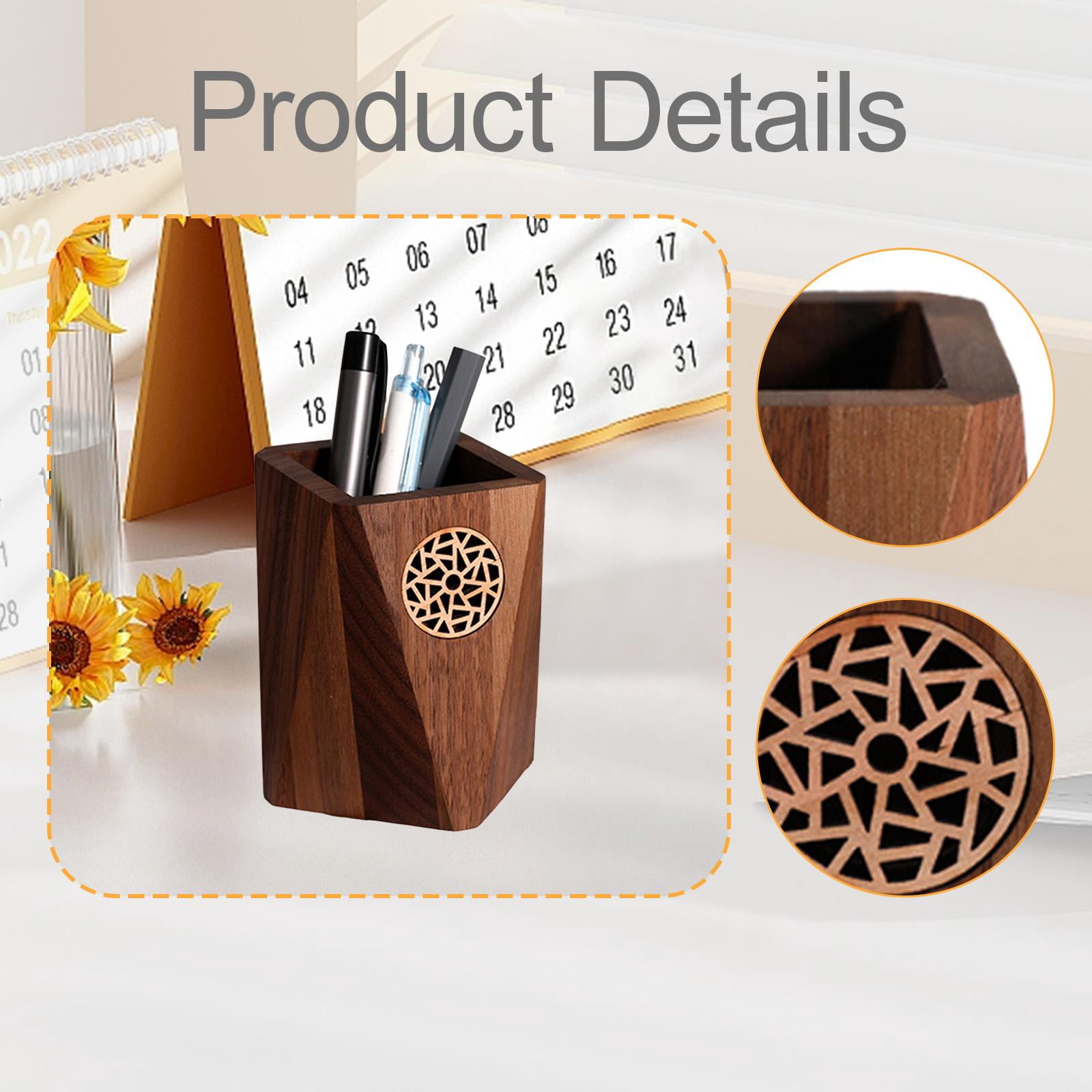 Zxpjkyu Wooden Pen Holder Stand Wooden Pencil Box Gift Multipurpose Use Wood Storage Box 7.5x10.5cm