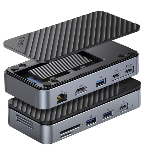Estación de acoplamiento USB-C ORICO 10 en 1 con carcasa SSD M.2