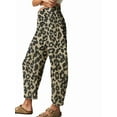 thumbnail image 2 of Jeans for Women Casual Mid Rise Leopard Printed Wide Leg Baggy Cropped Denim Trouser Ankle Pants Black S, 2 of 7