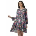 thumbnail image 1 of Moomaya Rayon Flared Dress For Womens Long Sleeve Printed V-Neck Casual Beach Dress For Girls, 1 of 7